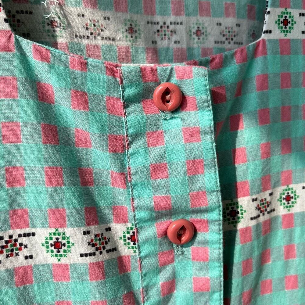 True Vintage Wayne Maid 1950s Gingham Shirtwaist Dress – Pink & Turquoise, M/L - Picture 7 of 14